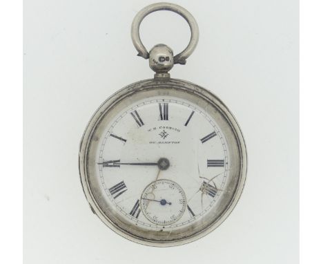 Local Interest; A Victorian silver Pocket Watch, the white enamel dial signed 'W.H.Cornish Okehampton', case back hallmarked 