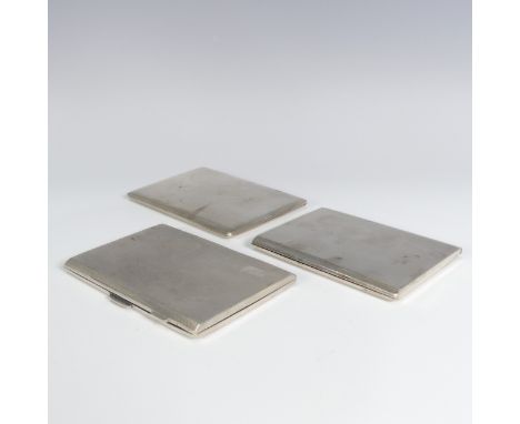 A George VI silver Cigarette Case, by E J Houlston, hallmarked Birmingham 1944, of hinged rectangular form with engine turned