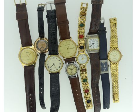 A quantity of Wristwatches, manual and quartz, including 9ct gold Laco-Sport,&nbsp;lacks second hand, Nivada Discus gold-plat