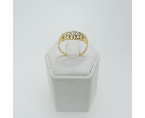 A small graduated five stone diamond Ring,&nbsp;old cut stones, the central stone approx. 0.04ct, all mounted in 18ct gold, 2