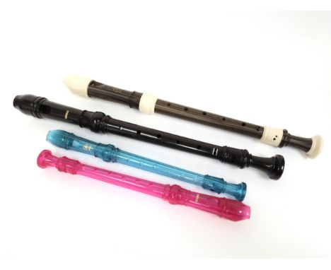 Four Yamaha Baroque recorders 2 x descant and 2 x treble, all plastic