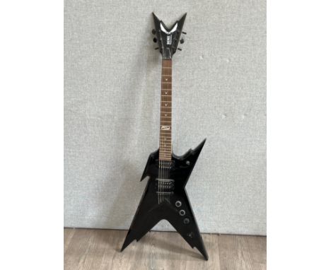 A Dean Dime Razorback heavy metal guitar in black 