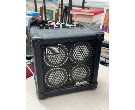 A Roland Micro Cube bass amplifier 