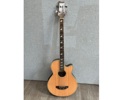 A 'Classic' electro acoustic bass guitar, soft cased