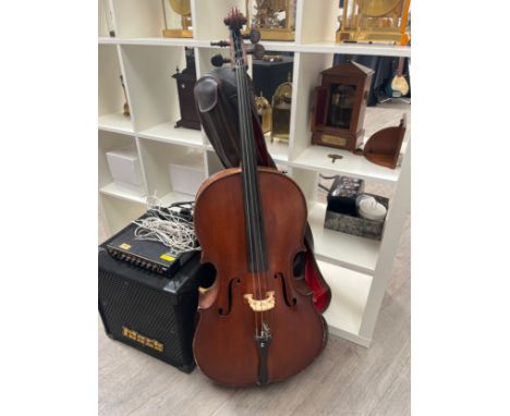 A Robert Taylor of 5 Ann St., Leicester cello, dated 1929, figured two piece figured maple back, spruce top, other label read