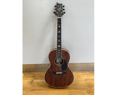 A Paul Reed Smith (PRS) SE P20 Tonare parlour guitar with Fishman pickup, mother-of-pearl bird inlay to fingerboard, PRS soft