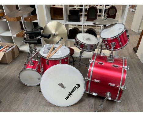 A composite drum kit including 'Champion' parts and Premier snare etc 