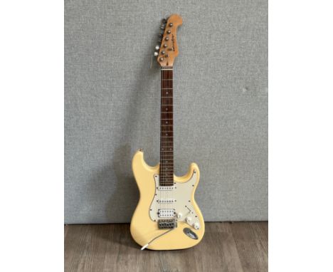 A ‘Worship’ Stratocaster style electric guitar, blonde body