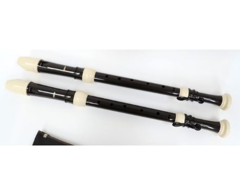 Two Yamaha Baroque tenor recorders, in plastic