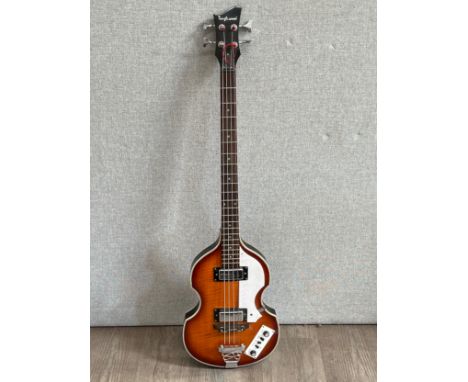 A Tanglewood violin bass in the Hofner style, two-tone sunburst