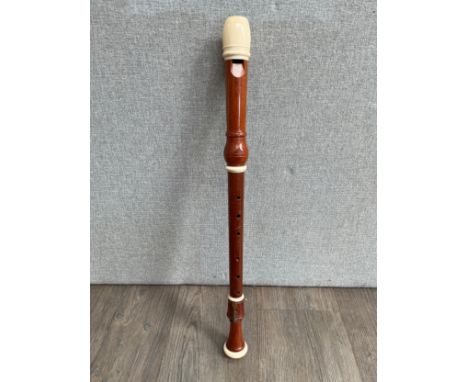 A Dolmetsch hardwood tenor recorder circa 1951, serial no. 3986, made by Arnold Dolmetsch Ltd. Voiced and tuned by Dr. Carl D
