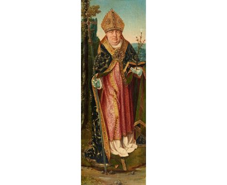   Bartholomäus Bruyn d. Ä., zugeschriebenHeiliger Bischof  Öl und Tempera auf Eichenholz. 62 x 23 cm.ProvenienzAuktion Doroth