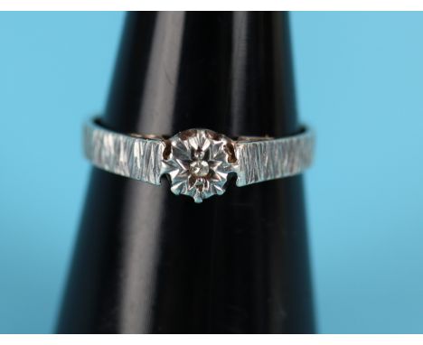 Silver &amp; diamond solitaire ring