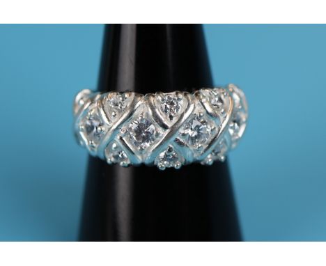 Silver stone set ring