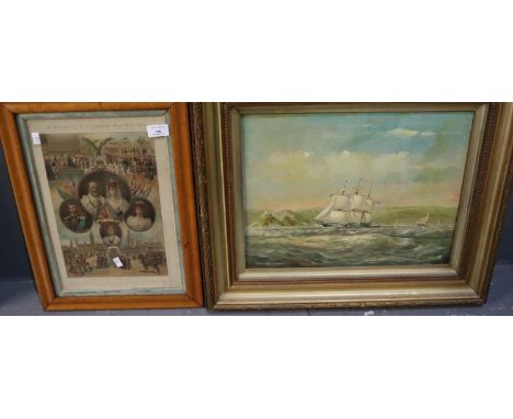 British School (20th Century, monogrammed E.J), 'Copper Clipper off Mumbles', signed with a monogram, dated '91, oils on canv