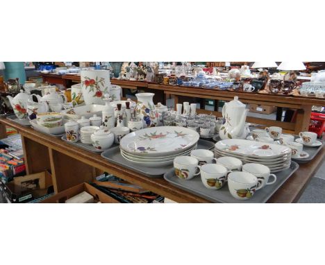 Nine trays of Royal Worcester 'Evesham' design items to include; oval meat dishes, fourteen piece part coffee set with coffee