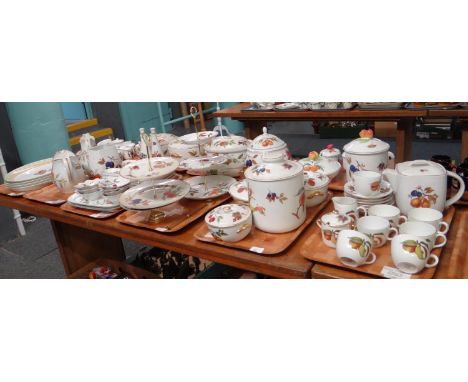 Ten trays of Royal Worcester mostly 'Evesham' design items to include: cake stands, 16 piece teaset with teapot, canisters, l