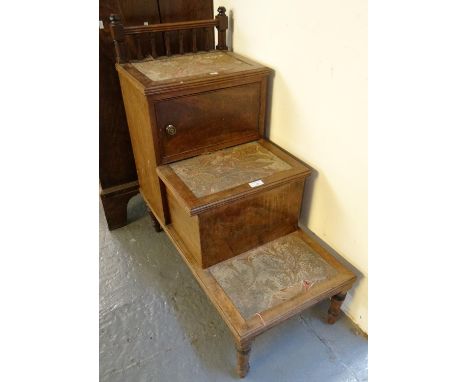 19th century mahogany three tier commode on baluster turned legs.  (B.P. 21% + VAT) 