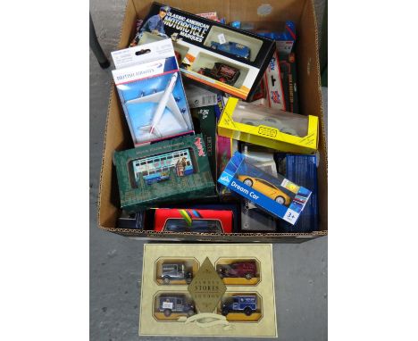 Box of assorted diecast model vehicles to include: Corgi, Carousel Dream Car, Kager, Ertl, Matchbox World Sports etc.  (B.P. 