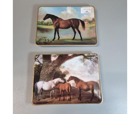 Two Royal Worcester porcelain plaques, with transfer printed decoration of horses including Lord Bolingbroke's Brood Mare in 