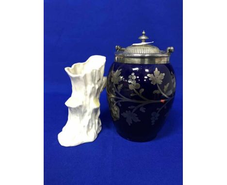 CARLTON WARE CERAMICS, ETCHED GLASS DECANTER, CARLTON WARE CONDIMENT SET, BISCUIT BARREL, ETC 