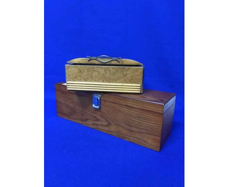 BELGIAN WALL MOUNTED TELEPHONE, WALNUT EFFECT TRINKET BOX AND WINE BOX (3)