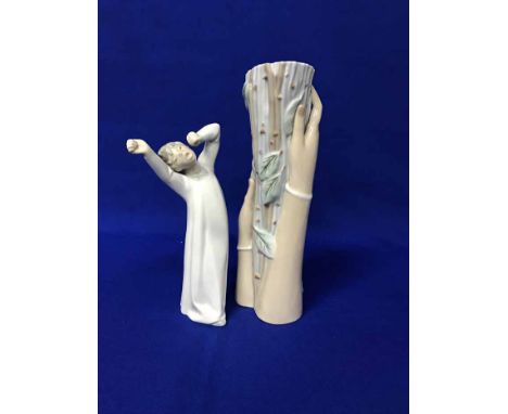 TWO SPANISH LAMP BASEStogether with two figures on bases and two others (6)