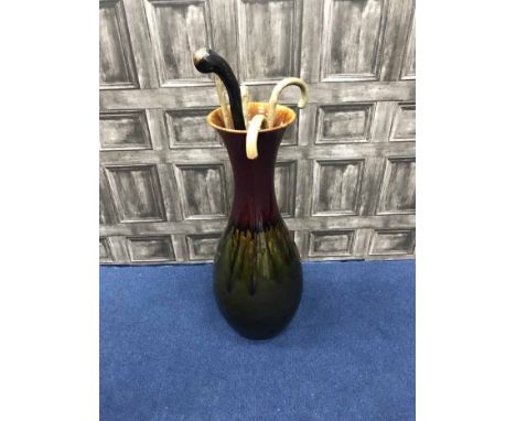 STONEWARE STICK STAND AND WALKING STICKS