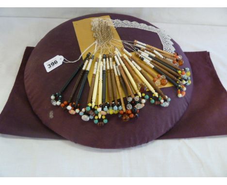 Lace makers cushion and bobbins