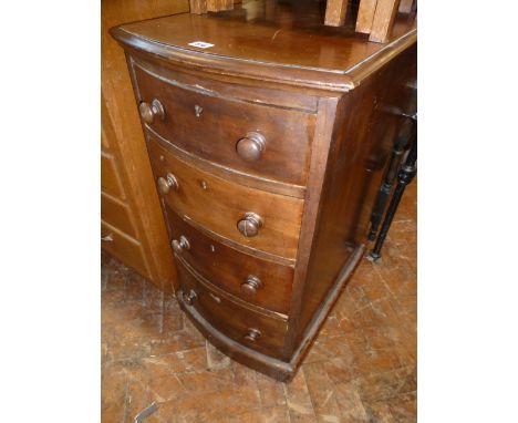 Victorian mahogany bow front narrow 4 drawer chest 