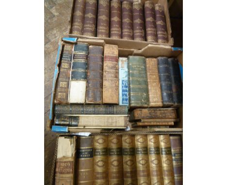 Vintage leather bound dictionaries etc 