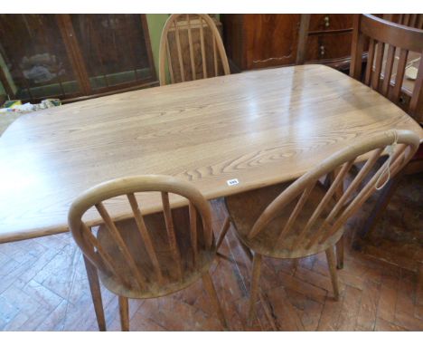 Ercol Elm dining table and 3 chairs 