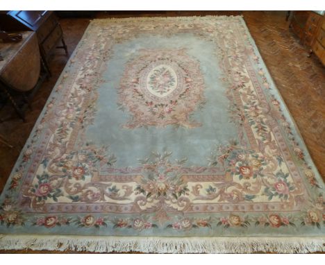 Pale blue wool pile Chinese carpet (approx 14' x 10')