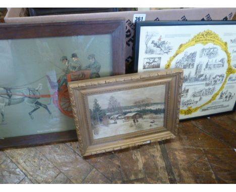 Sundry prints and frames - Poultry, Hollingshead Hunting Maps etc 