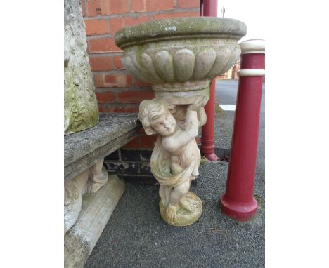 Stone cherub planter 