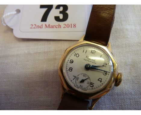 Vintage Rone 9ct gold ladies wristwatch on leather strap