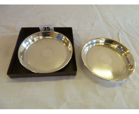 Matched pair engine turned silver coasters - London and Birmingham 1920 