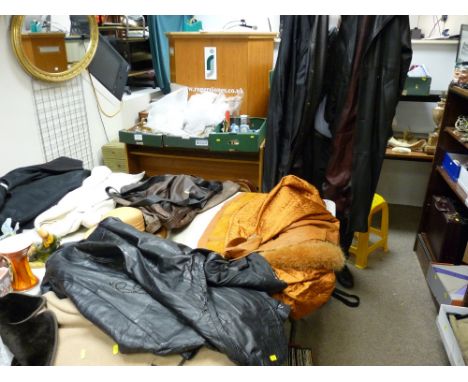 Selection of quality vintage coats and jackets, labels by Hodges, James Pringle, Pelle, Plus Collection, London etc