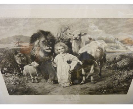WILLIAM STRUTT print - entitled 'Peace and a Little Child Shall Lead Them'