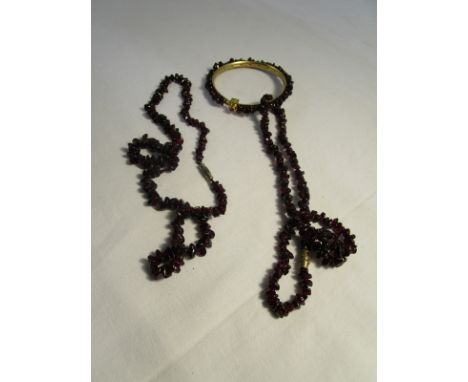 Garnet and ruby bracelet with 2 necklaces