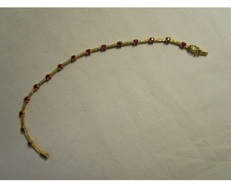 Fine ruby & diamond bracelet, 18ct gold setting, original box, Georges & Co, Hatton Garden