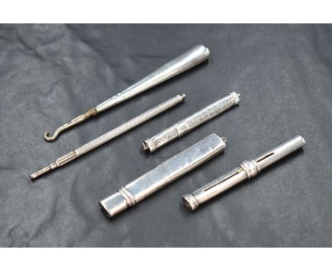 A George V silver cased pencil, of plain traditional form with pencil, marks for Chester 1921, maker Villiers &amp; Jackson, 