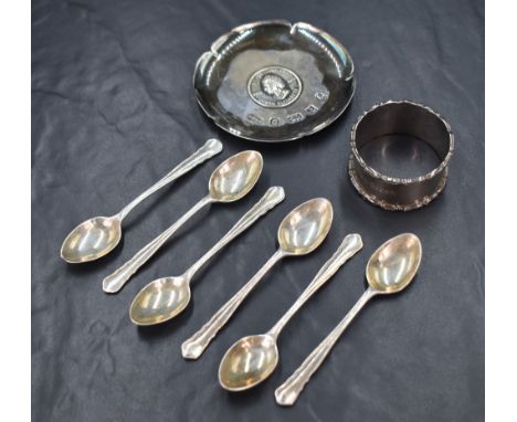 A cased set of six Elizabeth II silver Dubarry pattern teaspoons,  marks for Sheffield 1955, maker William Hutton &amp; Sons 