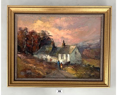 Oil painting on board by V. Berzins 'White Wells, Ilkley Moor', image 18" x 13", frame 22" x 17.5"