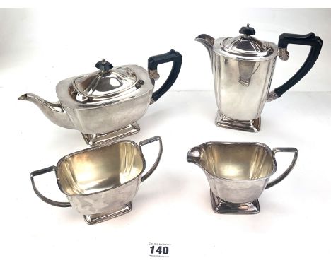 4 piece EPNS tea set comprising teapot, water pot, sugar bowl and milk jug