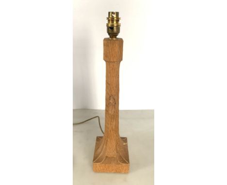 Mouseman lamp base, 16" high, 18.5" high to top of fitting