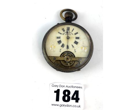 Lever 8-day pocket watch with enamel face, 1.75" face, not working