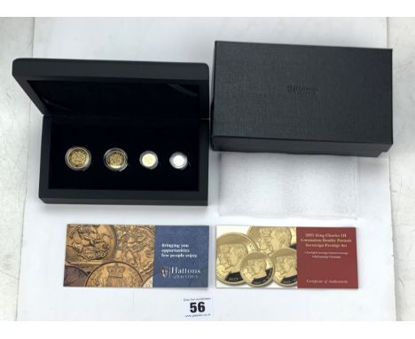 Hattons of London 2023 King Charles III Coronation Double Portrait Sovereign Prestige Set containing One-Eighth Sovereign, Qu