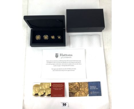 Hattons of London 2023 King Charles III Coronation Double Portrait Sovereign Prestige Set containing One-Eighth Sovereign, Qu