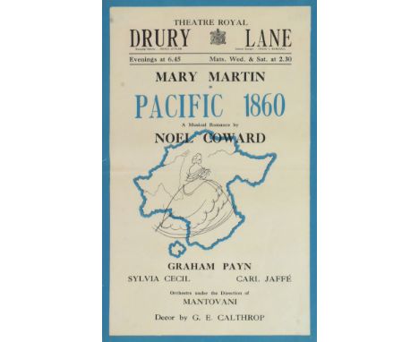 1940s Theatre Poster - Pacific 1860 by Noel Coward - Theatre Royal Drury Lane - an original c1940s (1946) theatre poster adve